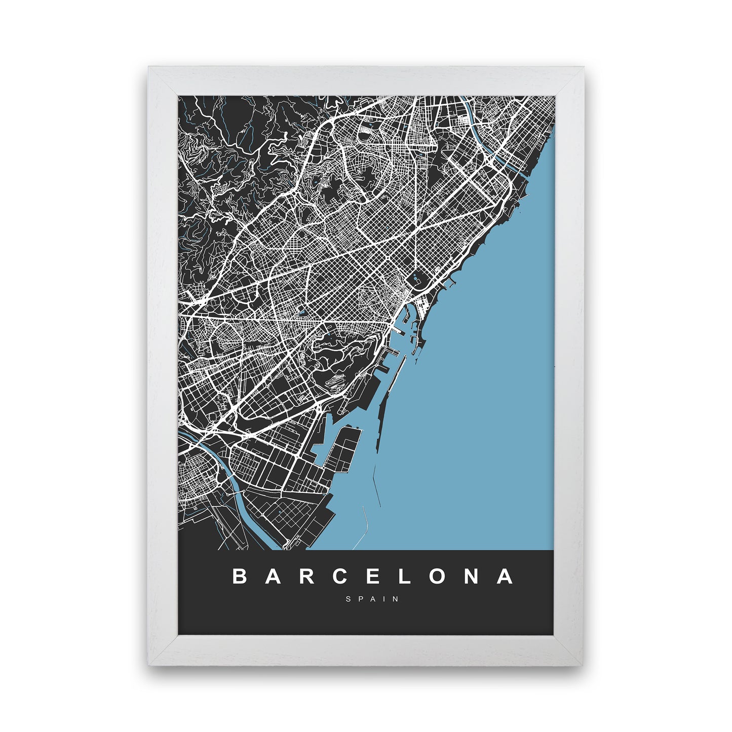 Barcelona Art Print by UrbanMaps White Grain