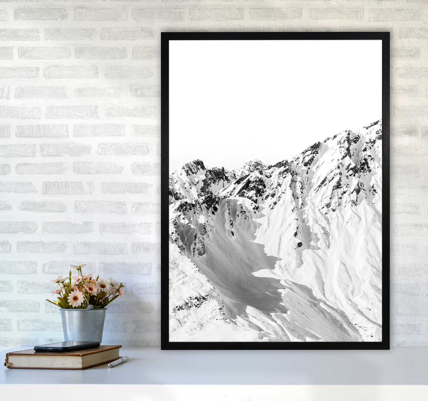 Mountains Edge Photography Print by Victoria Frost A1 White Frame