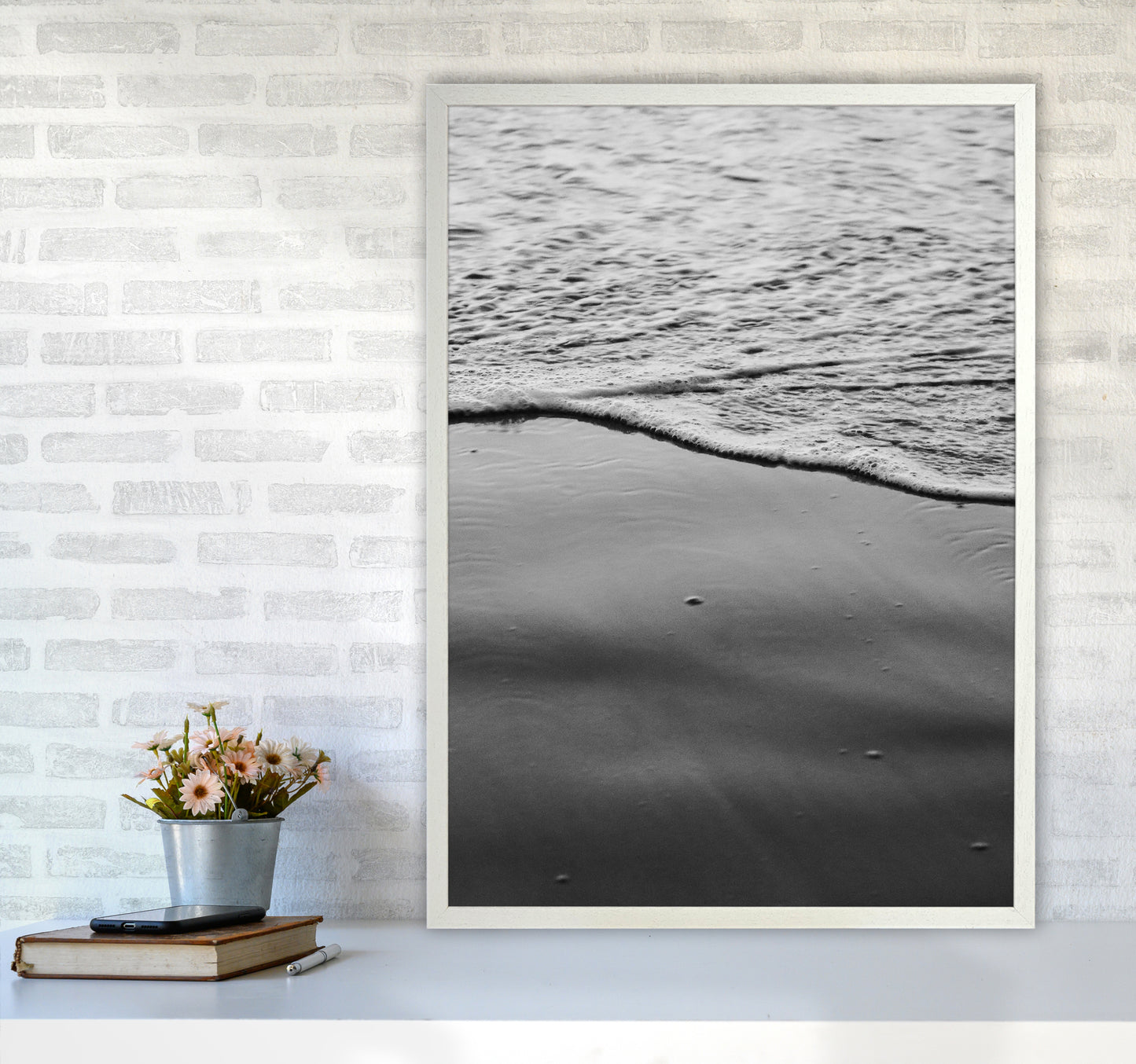 Sea Foam Photography Print by Victoria Frost A1 Oak Frame