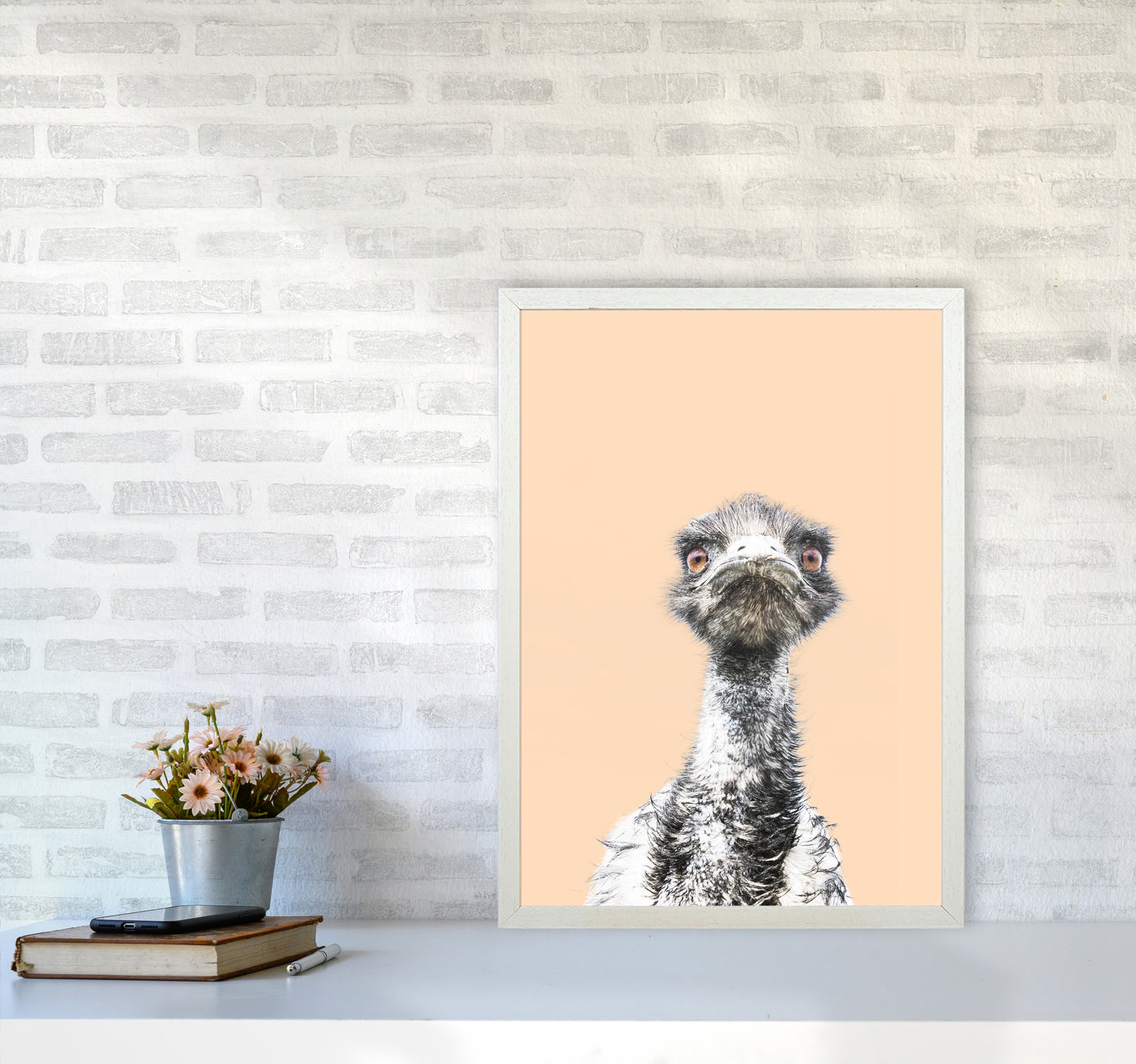 Orange Emu Photography Print by Victoria Frost A2 Oak Frame