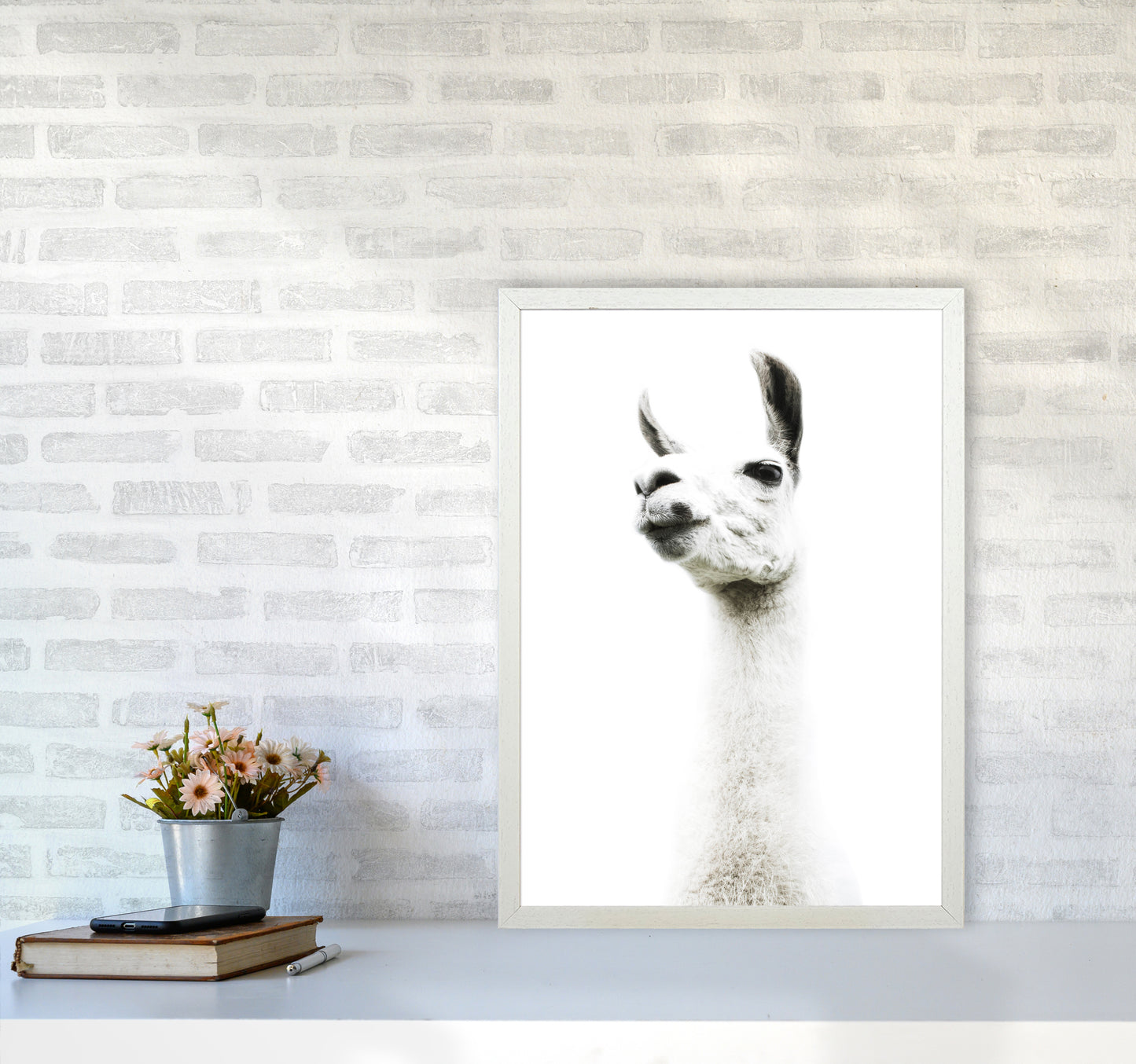 Llama II Photography Print by Victoria Frost A2 Oak Frame
