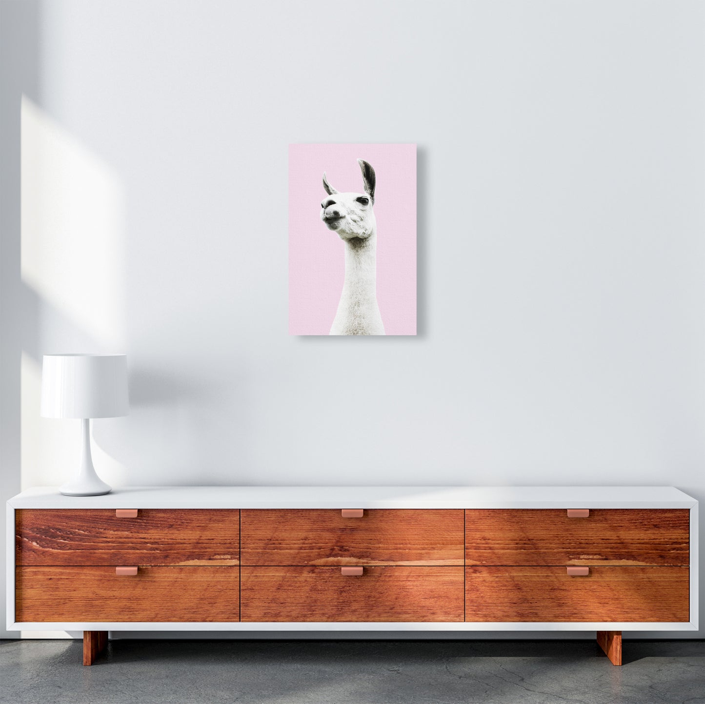 Pink Llama Photography Print by Victoria Frost A3 Canvas