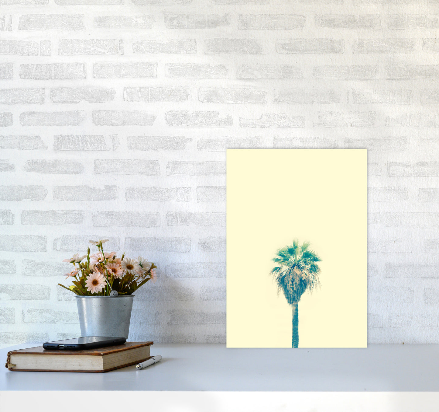 Yellow Palm Tree Photography Print by Victoria Frost A3 Black Frame