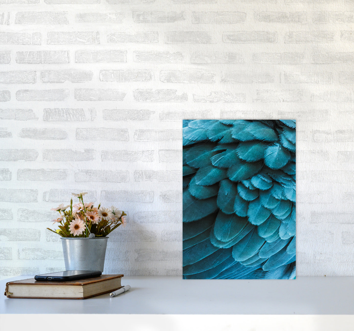 Blue Feathers Photography Print by Victoria Frost A3 Black Frame