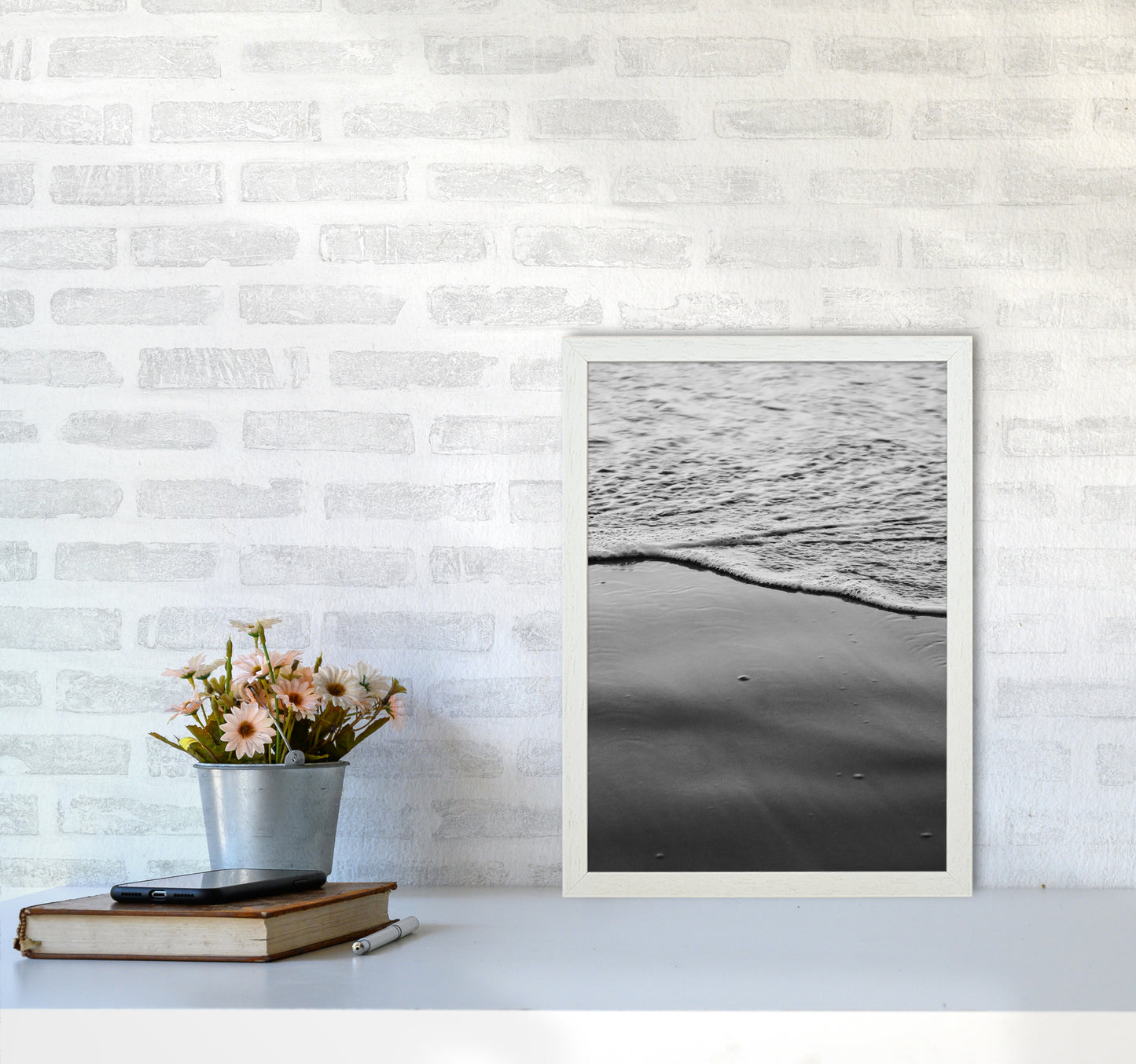 Sea Foam Photography Print by Victoria Frost A3 Oak Frame