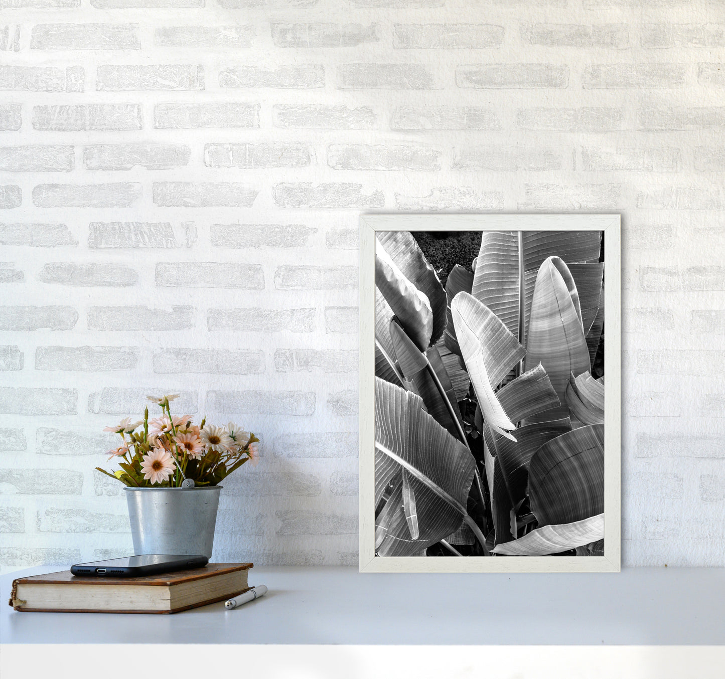 Palms Leafs Photography Print by Victoria Frost A3 Oak Frame