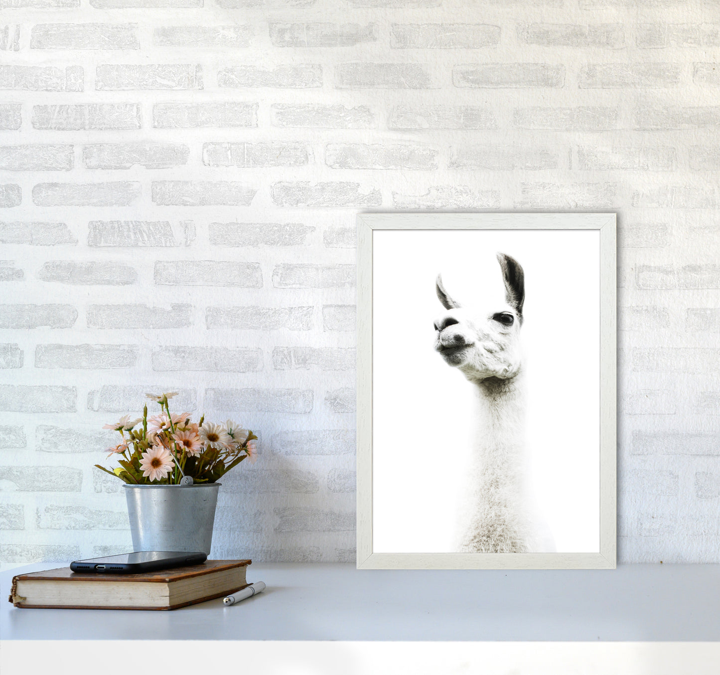 Llama II Photography Print by Victoria Frost A3 Oak Frame