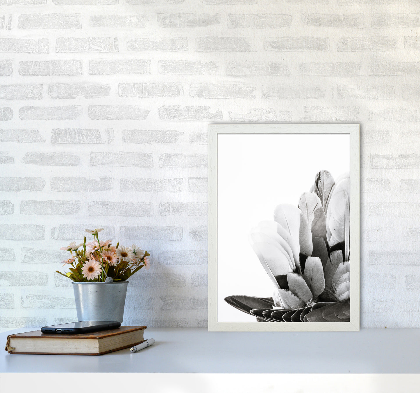 Feathers Photography Print by Victoria Frost A3 Oak Frame