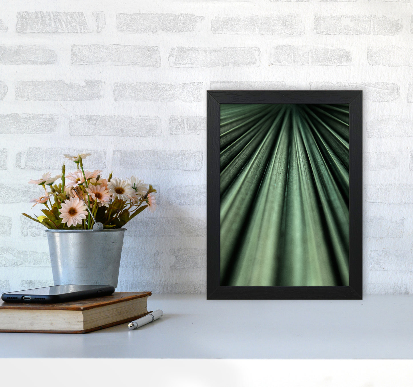 Green Palm Leaf Photography Print by Victoria Frost A4 White Frame