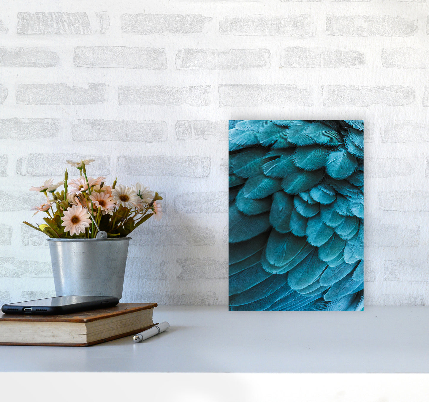 Blue Feathers Photography Print by Victoria Frost A4 Black Frame