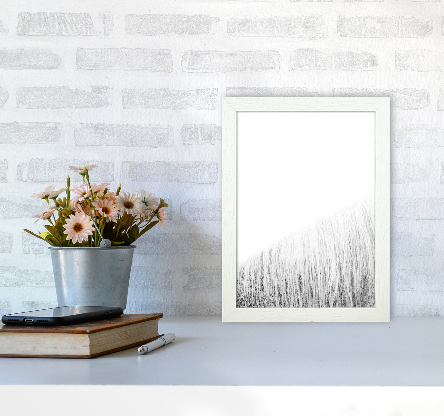 White Horse I Photography Print by Victoria Frost A4 Oak Frame