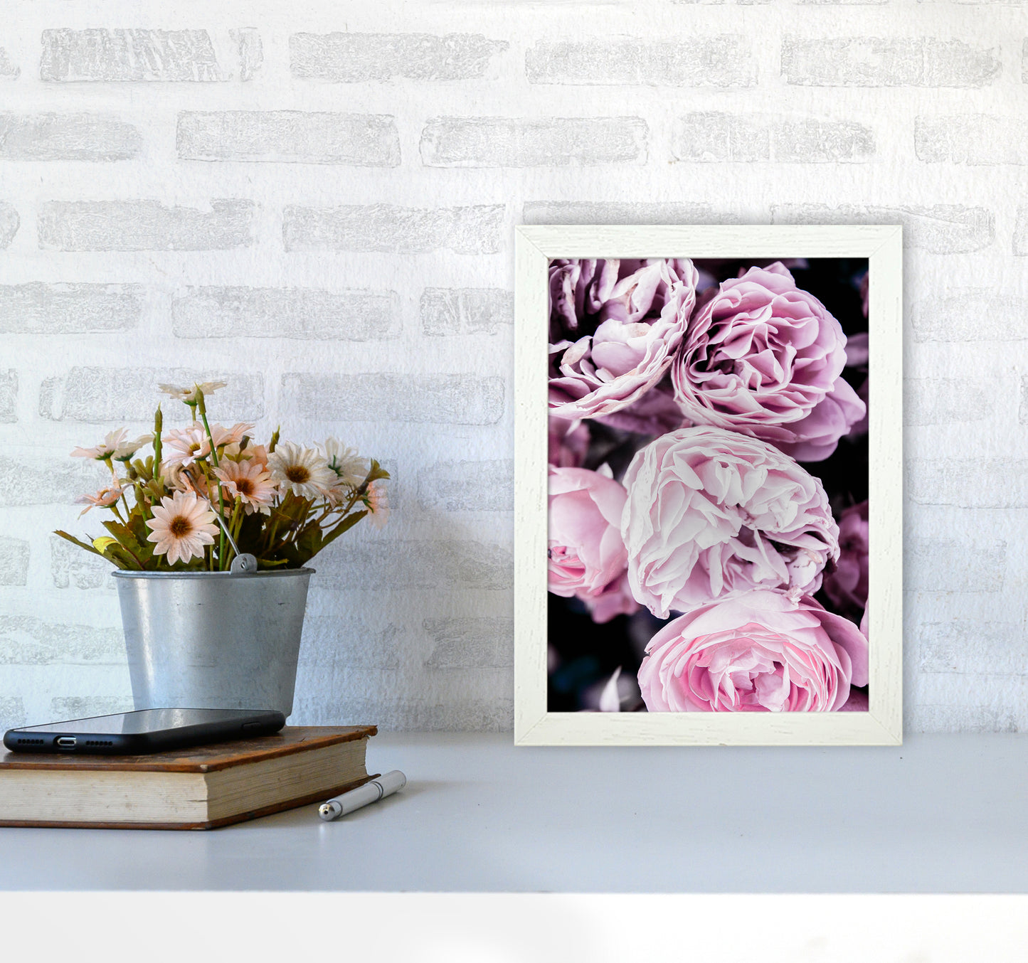 Pink Flowers I Photography Print by Victoria Frost A4 Oak Frame