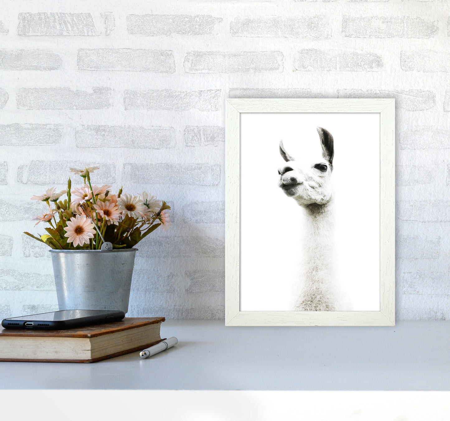 Llama II Photography Print by Victoria Frost A4 Oak Frame