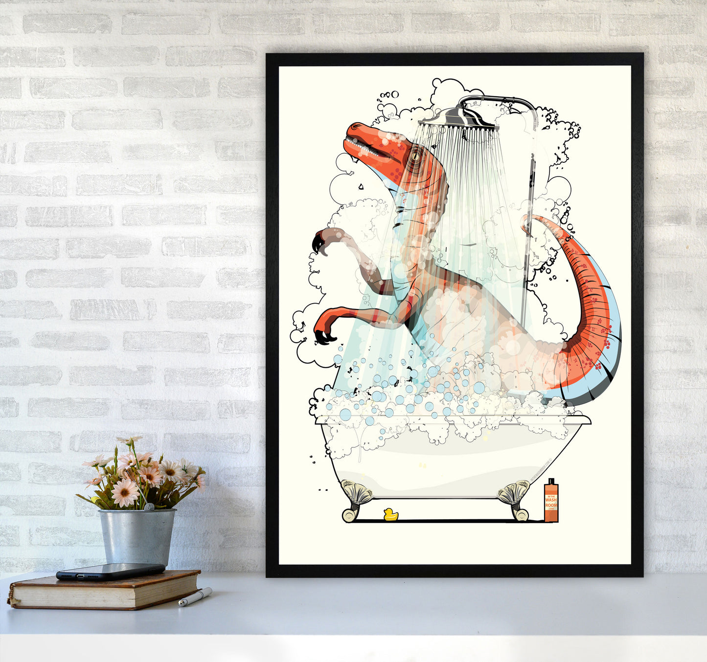 Velociraptor Bathroom by Wyatt9 A1 White Frame