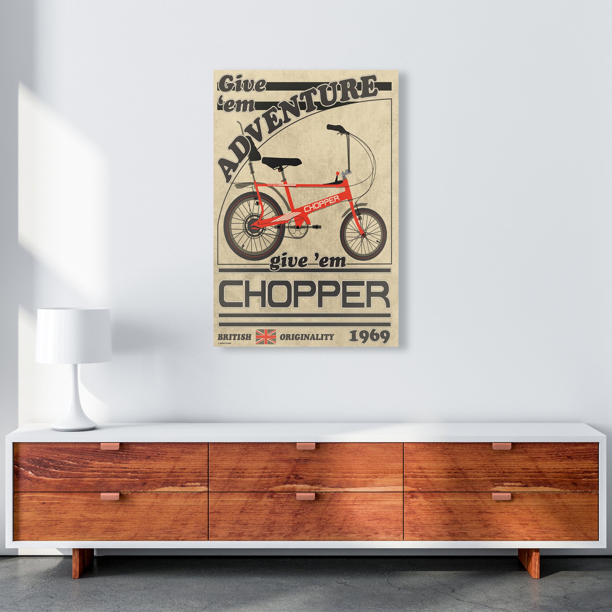 Chopper Vintage Cycling Print by Wyatt9 A1 Canvas