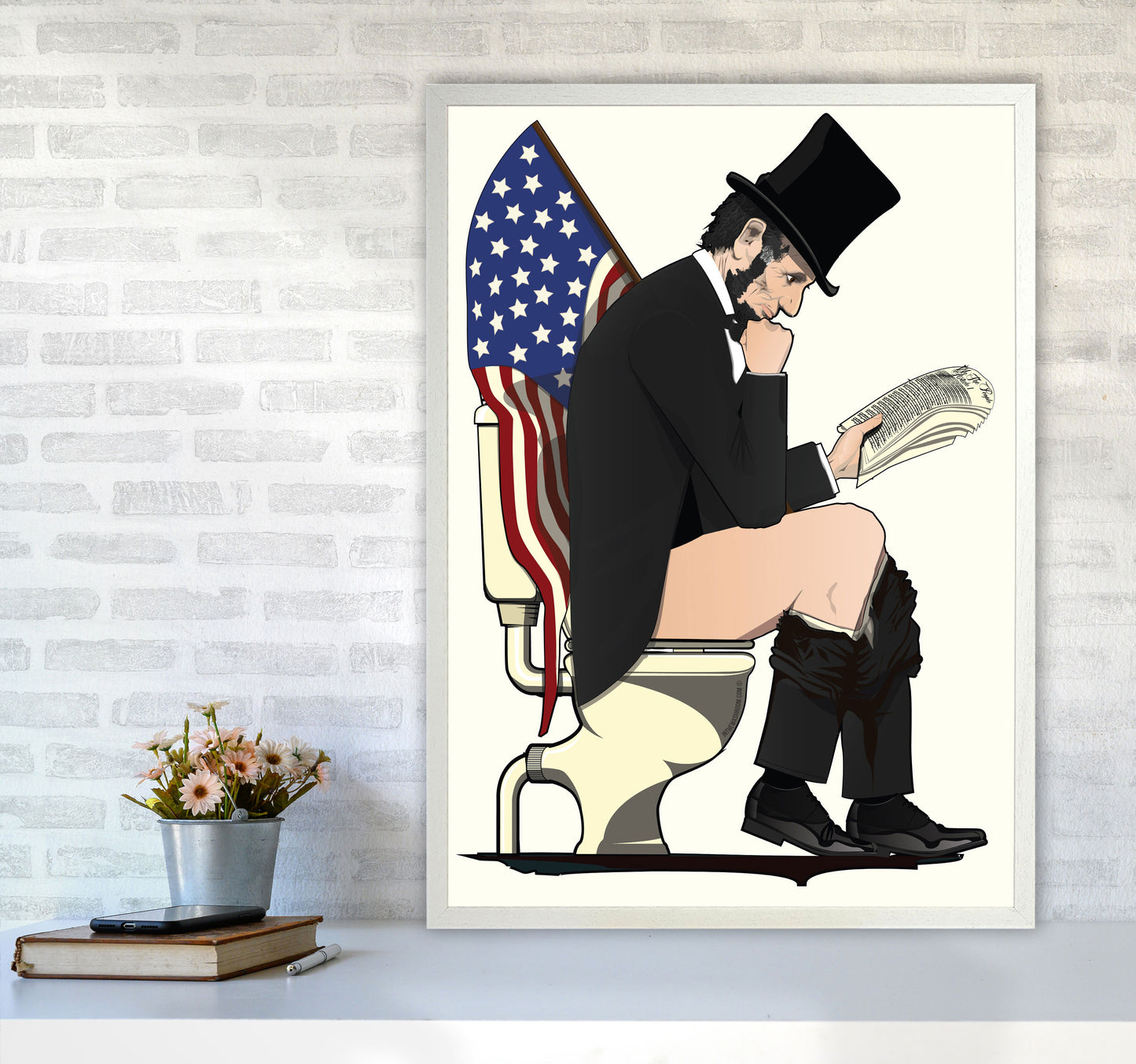 Abraham Lincoln Loo Art Print by Wyatt9 A1 Oak Frame
