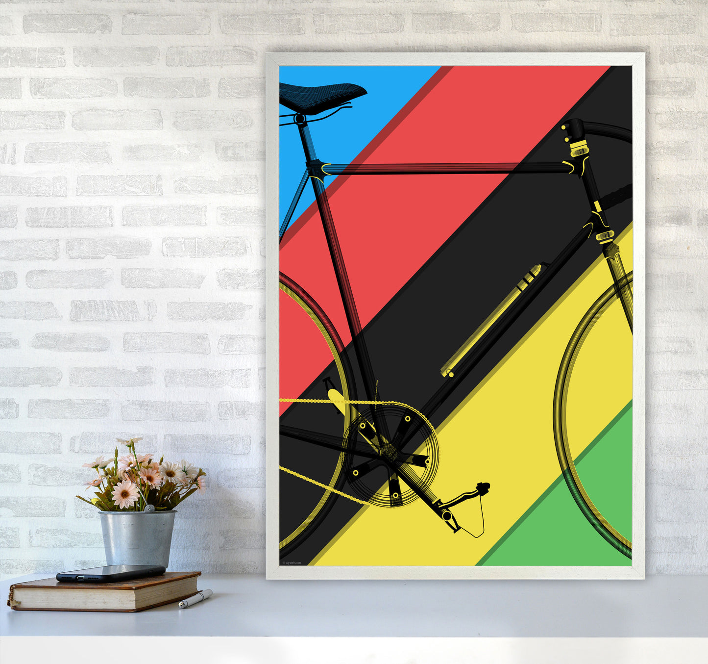 World Champ Cycling Print by Wyatt9 A1 Oak Frame