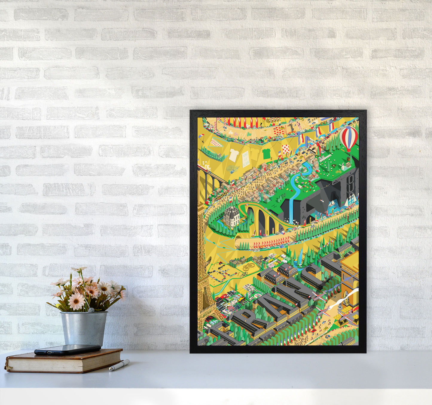 Isometris TDF Cycling Print by Wyatt9 A2 White Frame
