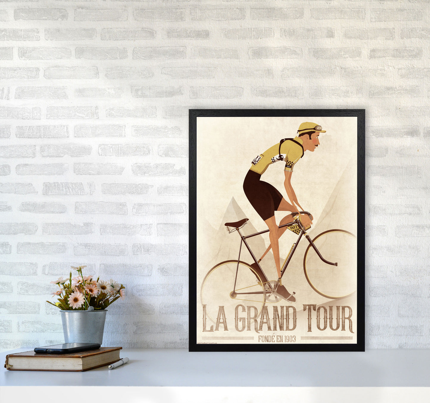 Vintage Cyclist by Wyatt9 A2 White Frame