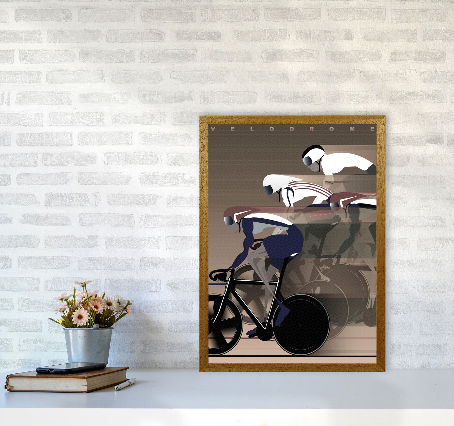 Velo Brown Cycling Print by Wyatt9 A2 Print Only