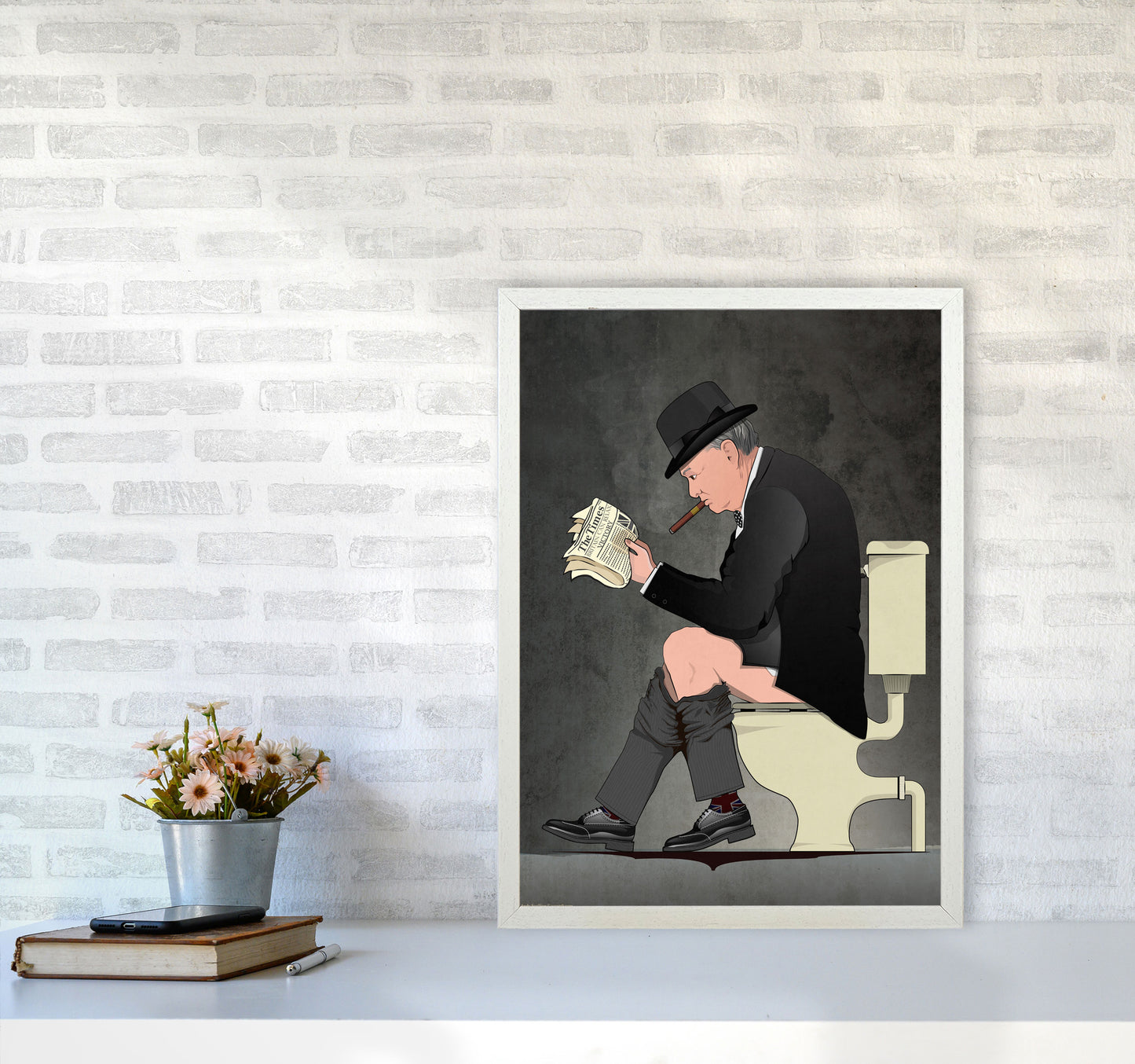 Churchill Art Print by Wyatt9 A2 Oak Frame