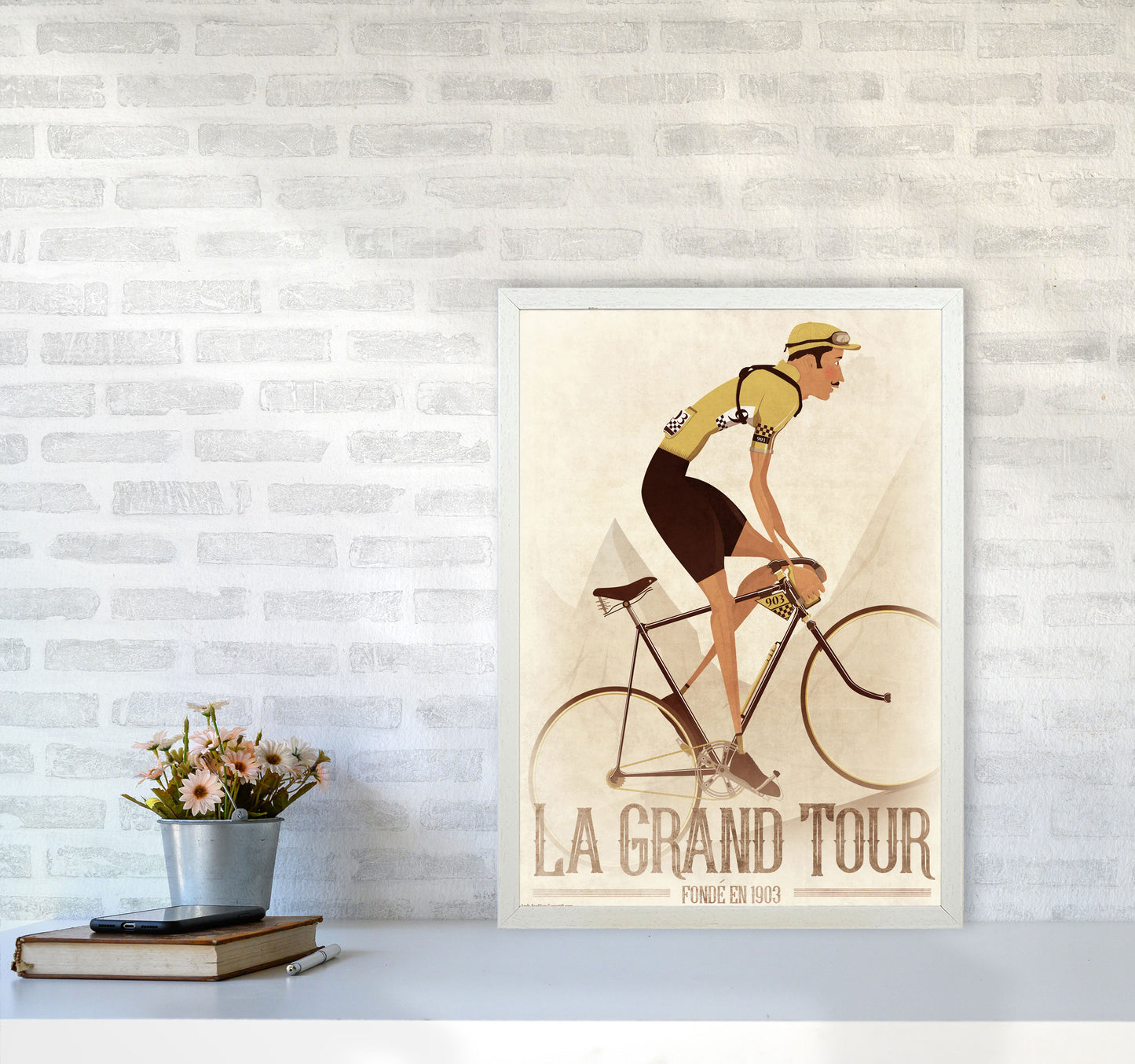 Vintage Cyclist by Wyatt9 A2 Oak Frame