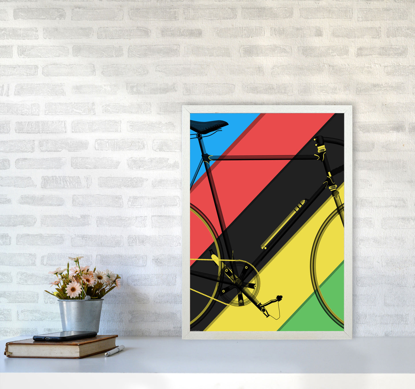World Champ Cycling Print by Wyatt9 A2 Oak Frame