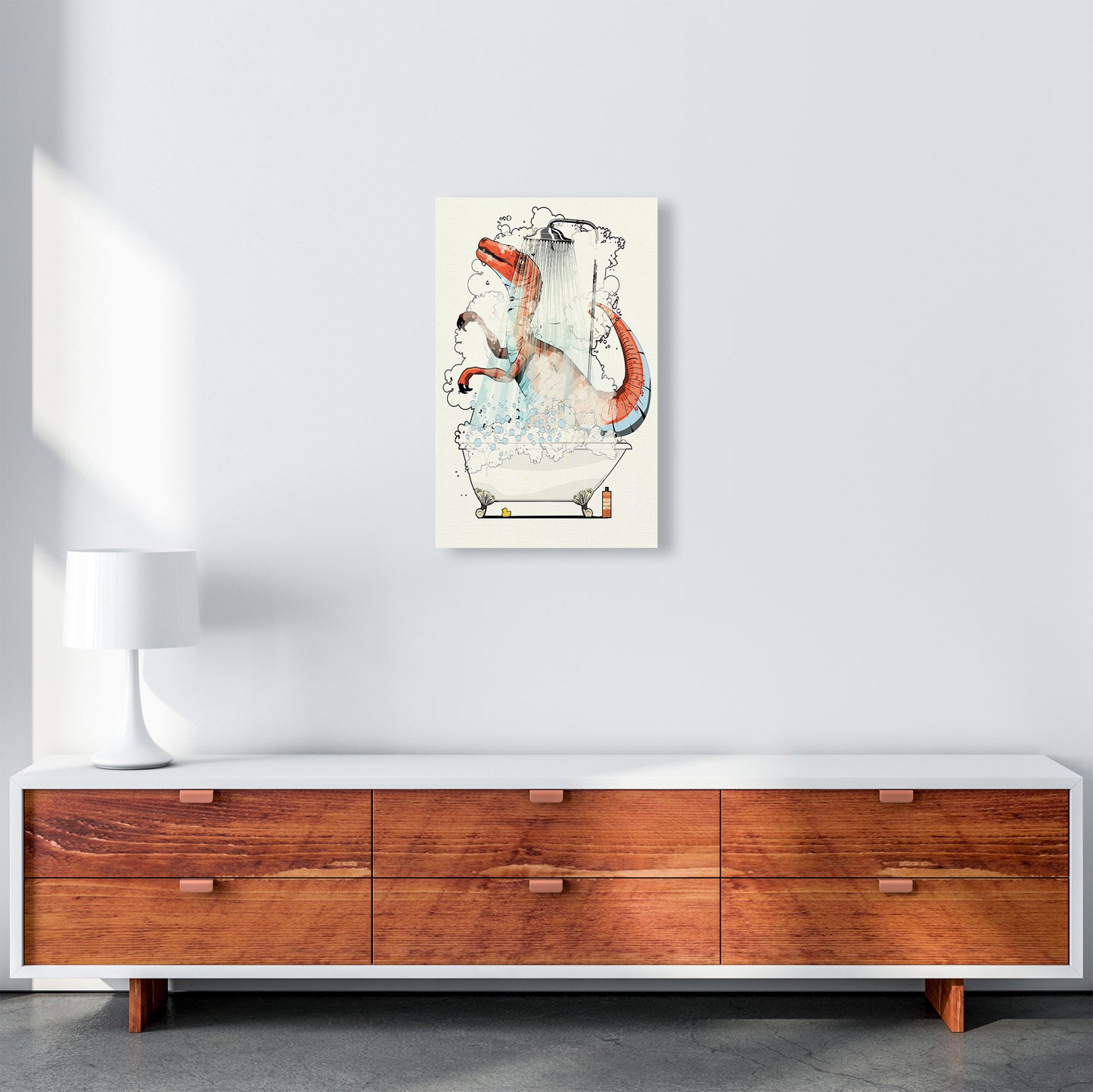 Velociraptor Bathroom by Wyatt9 A3 Canvas