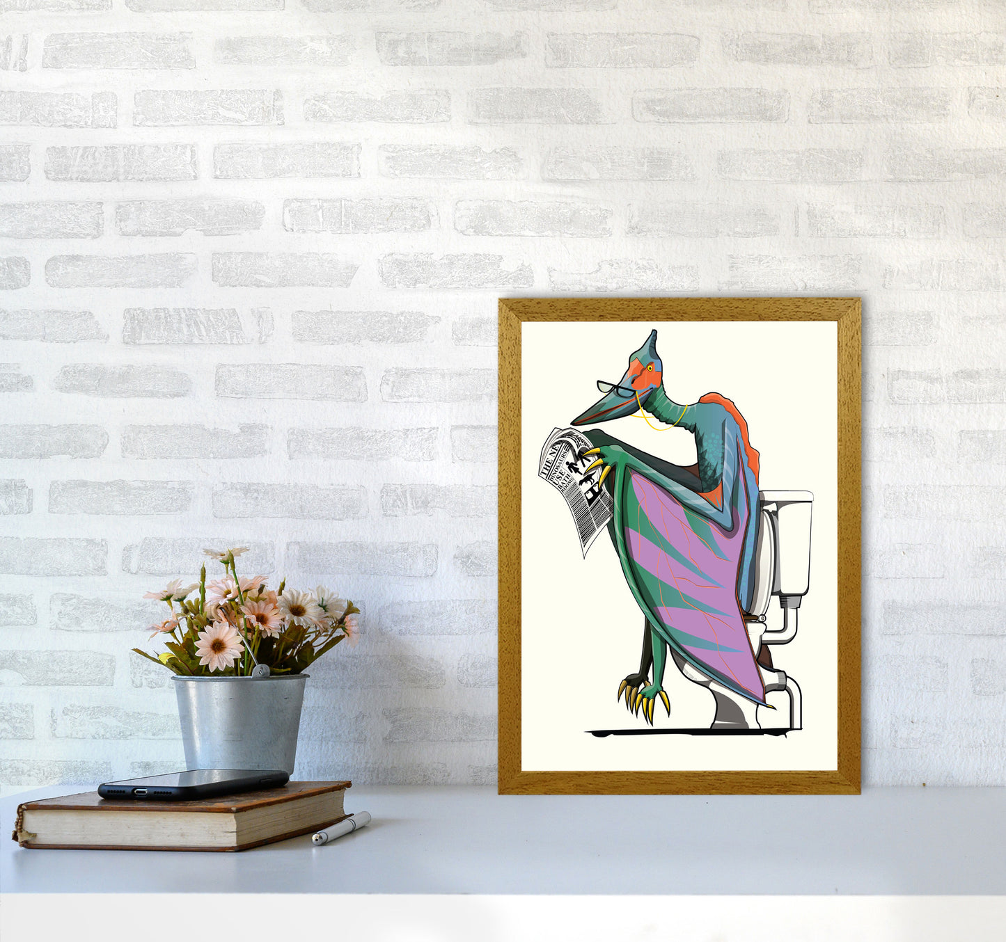 Pterodactyl Bathroom Print by Wyatt9 A3 Print Only