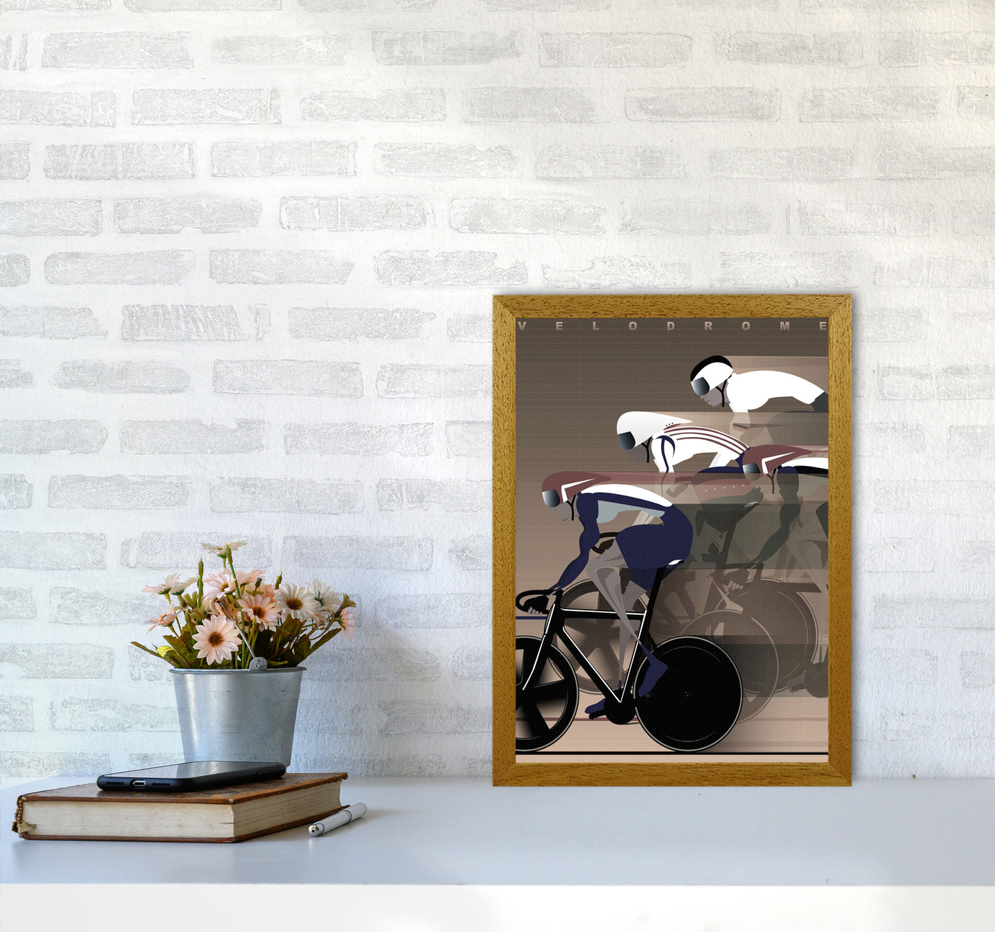Velo Brown Cycling Print by Wyatt9 A3 Print Only