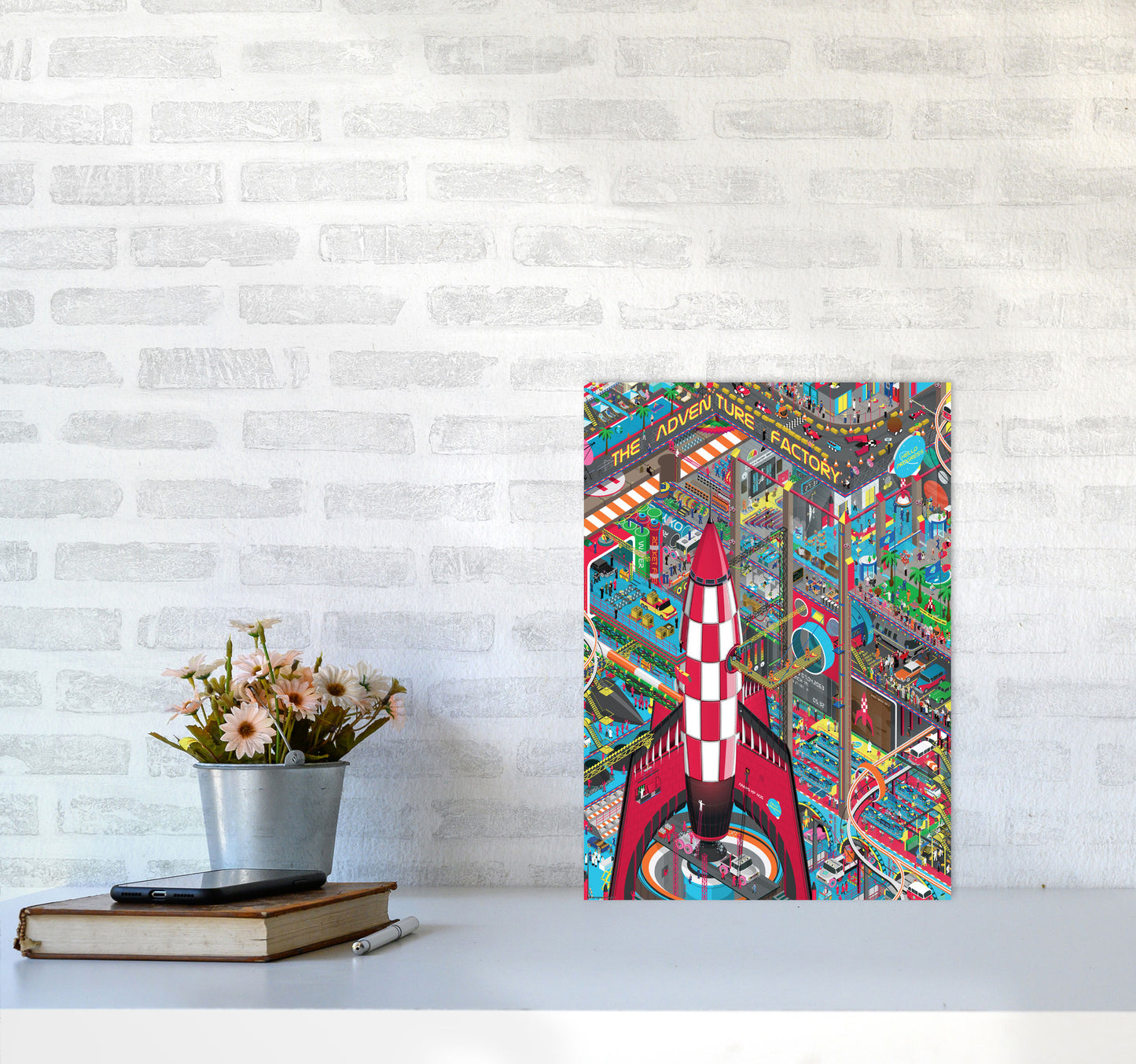 Rocket Retro Print by Wyatt9 A3 Black Frame