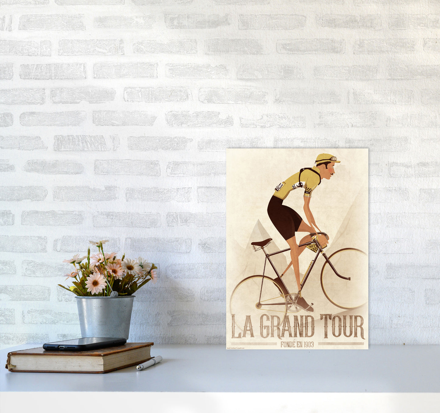 Vintage Cyclist by Wyatt9 A3 Black Frame