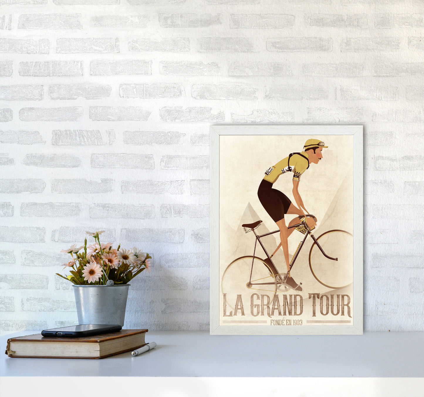 Vintage Cyclist by Wyatt9 A3 Oak Frame