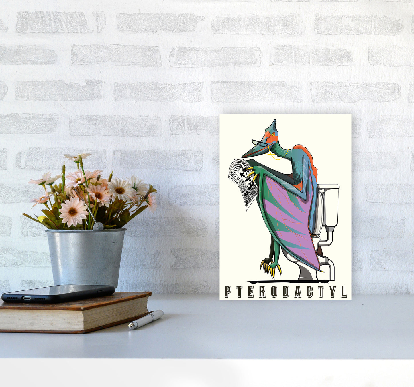 Flying Dino by Wyatt9 A4 Black Frame