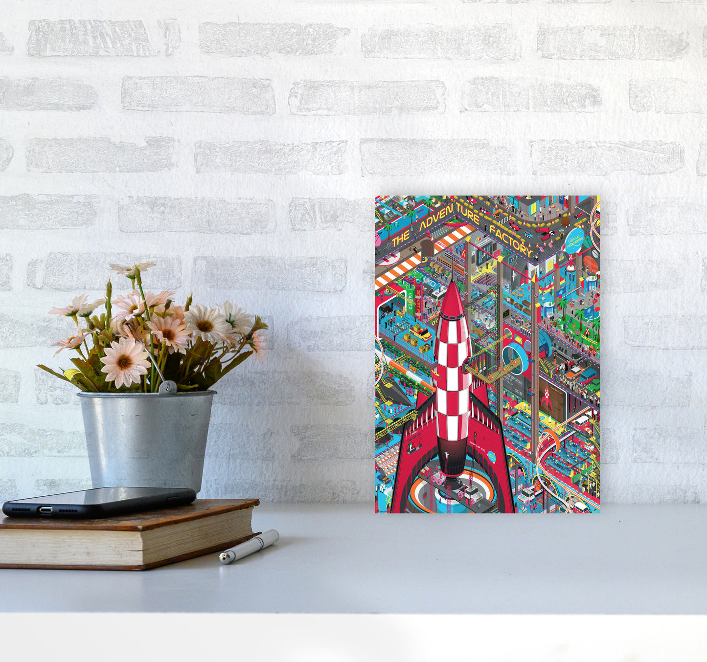Rocket Retro Print by Wyatt9 A4 Black Frame