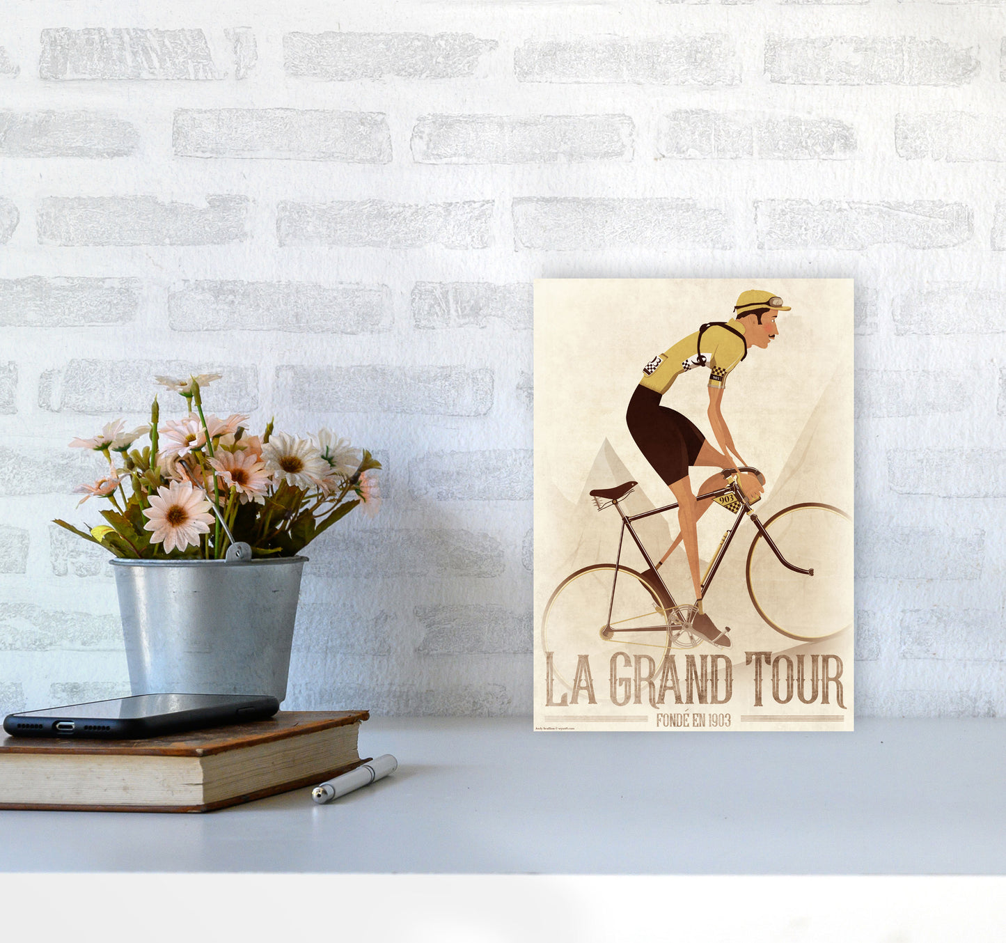 Vintage Cyclist by Wyatt9 A4 Black Frame
