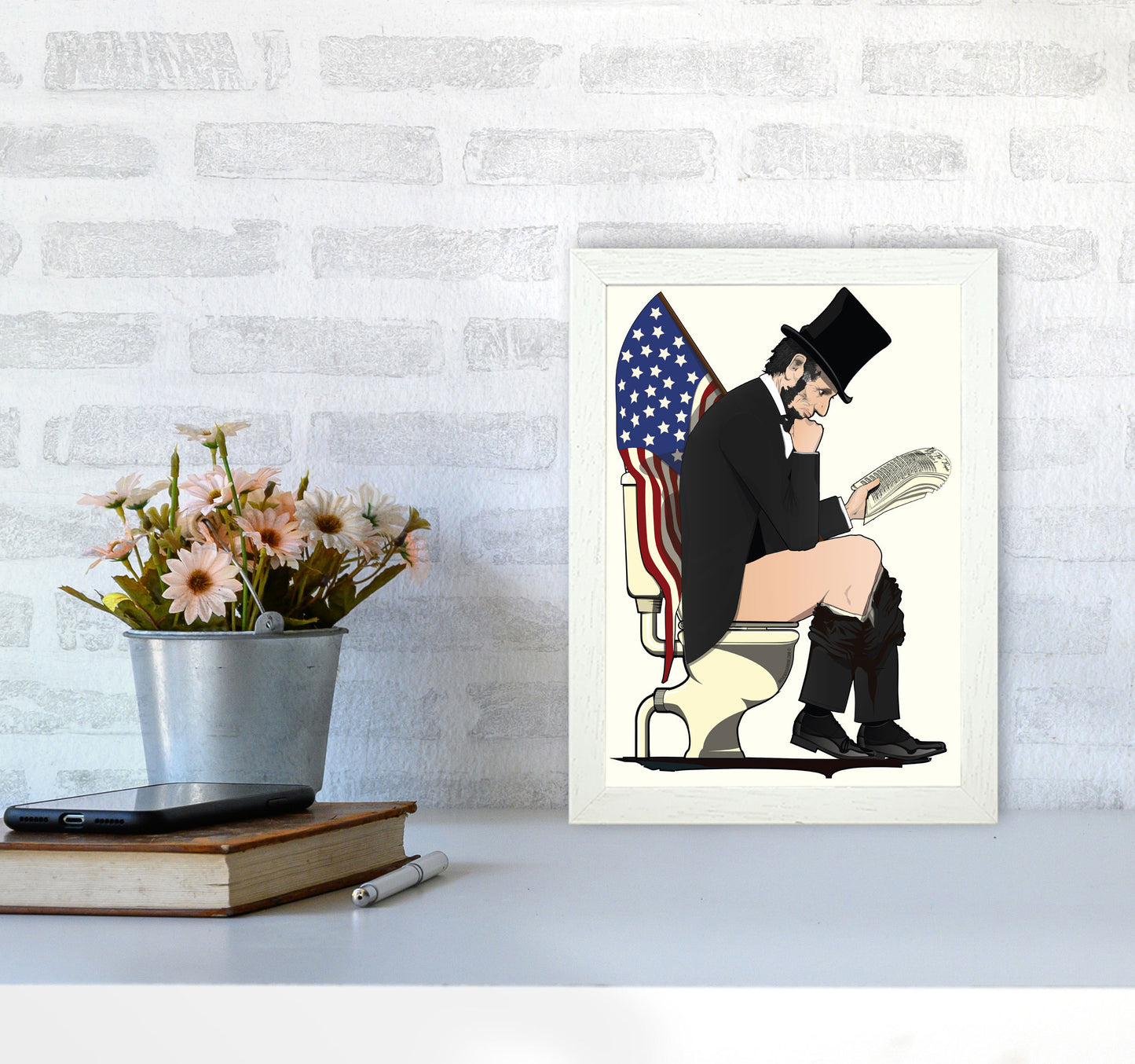 Abraham Lincoln Loo Art Print by Wyatt9 A4 Oak Frame