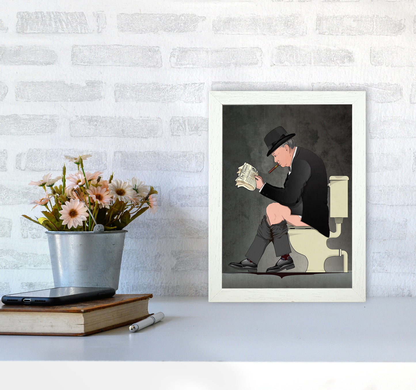 Churchill Art Print by Wyatt9 A4 Oak Frame