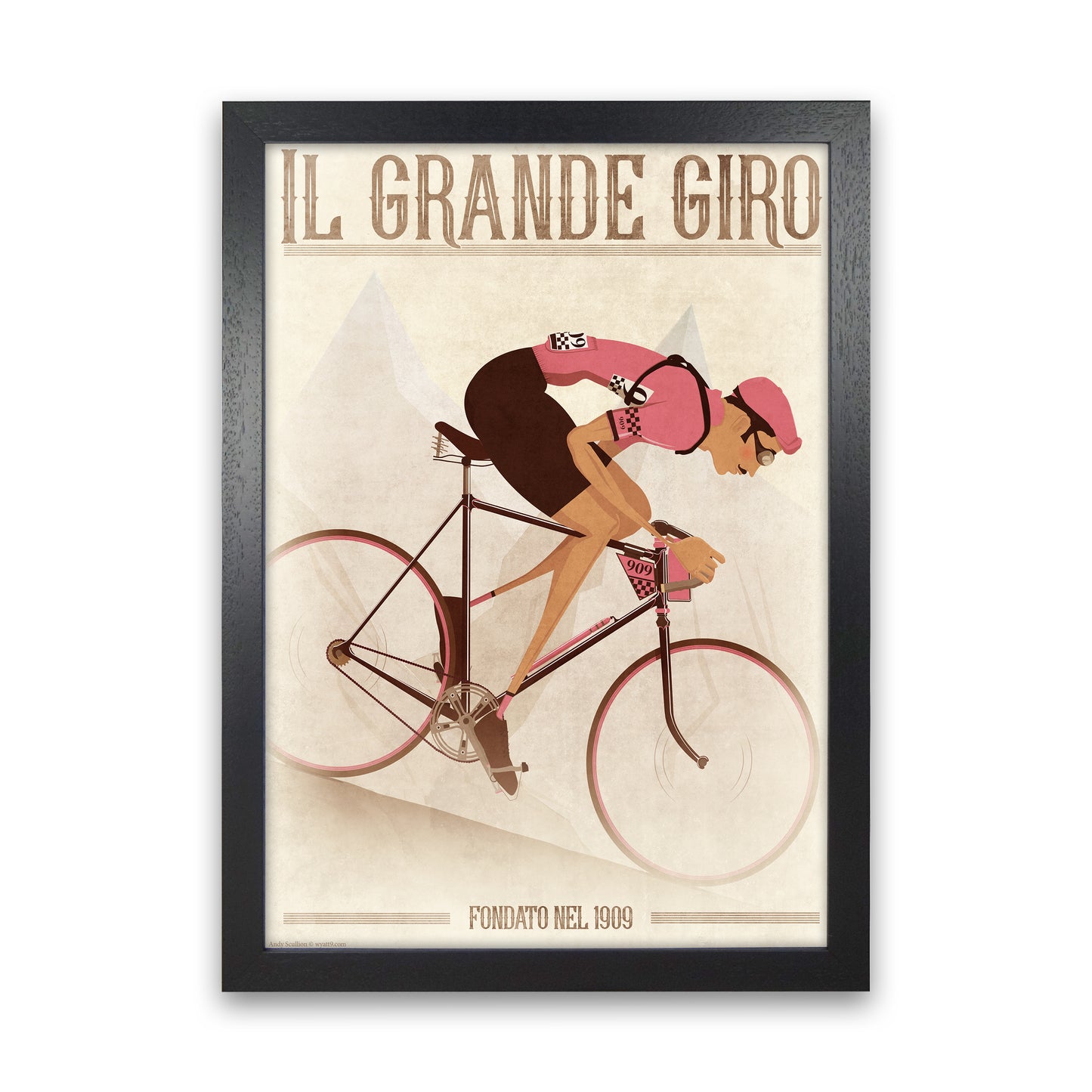 PinkRetro Cycling Print by Wyatt9 Black Grain
