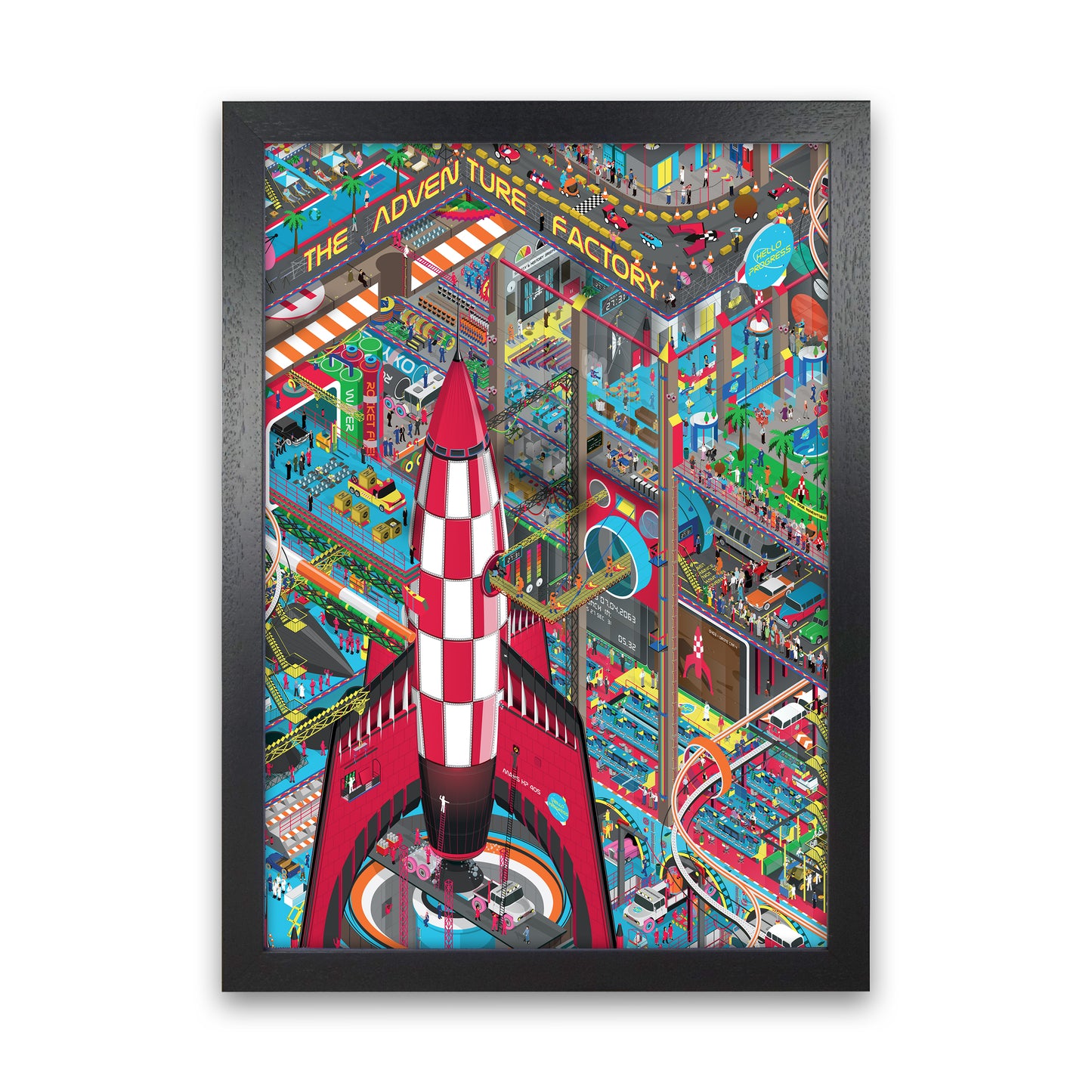Rocket Retro Print by Wyatt9 Black Grain