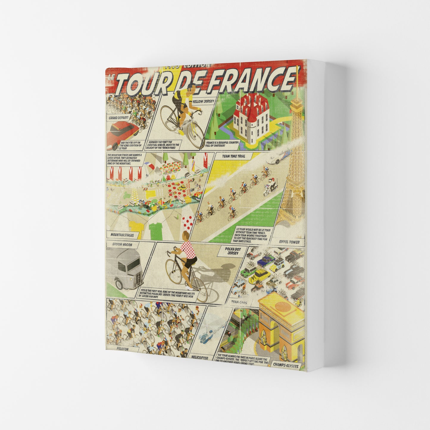 Comic Book TDF Cycling Print by Wyatt9 Canvas
