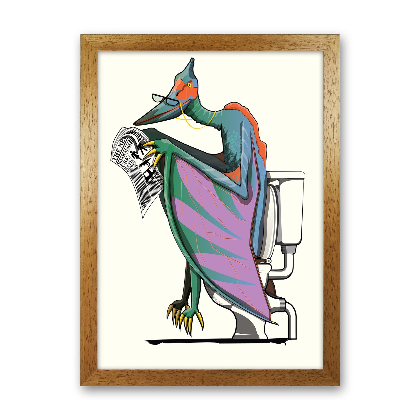 Pterodactyl Bathroom Print by Wyatt9 Oak Grain