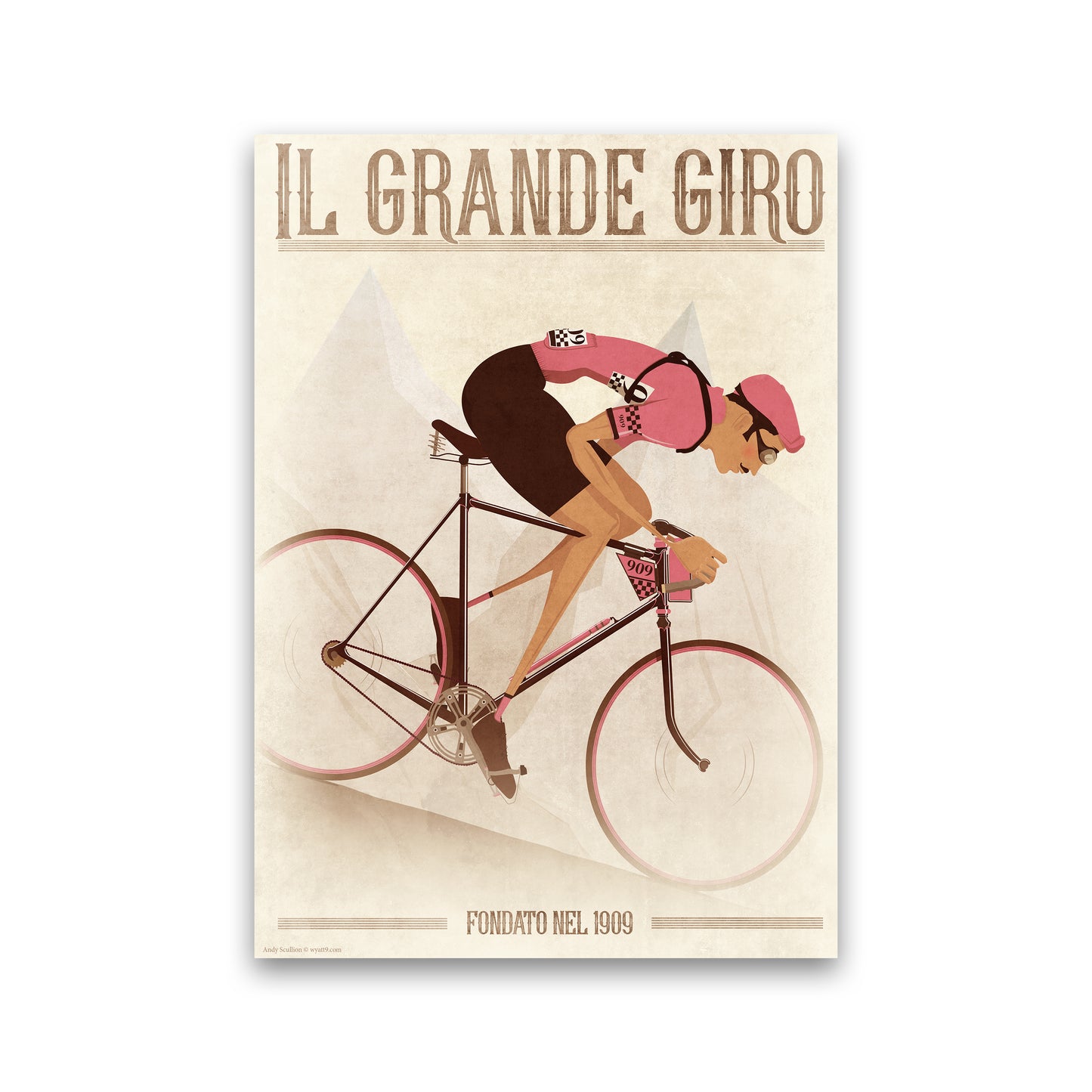PinkRetro Cycling Print by Wyatt9 Print Only