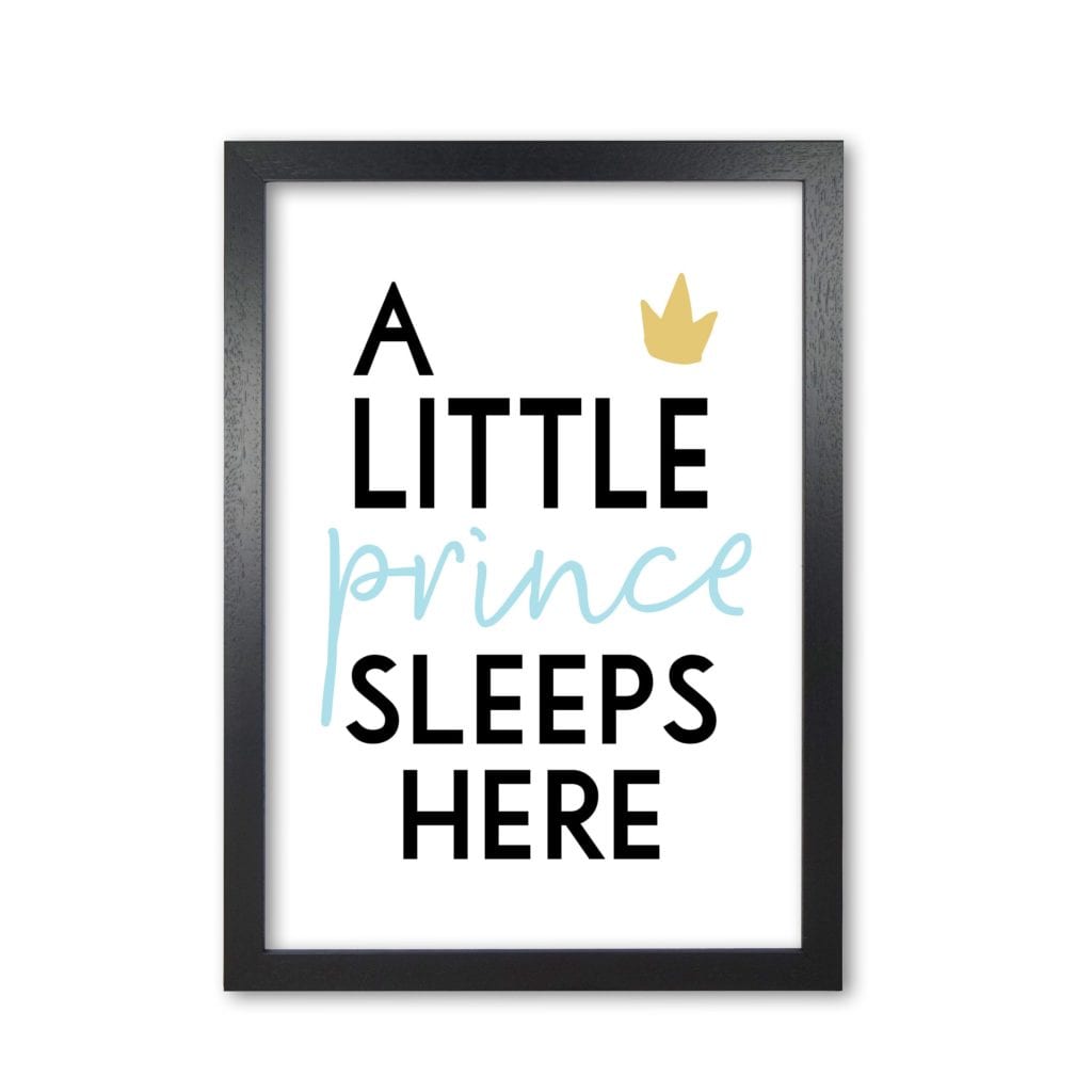 A little prince sleeps here modern fine art print, framed childrens nursey wall art poster