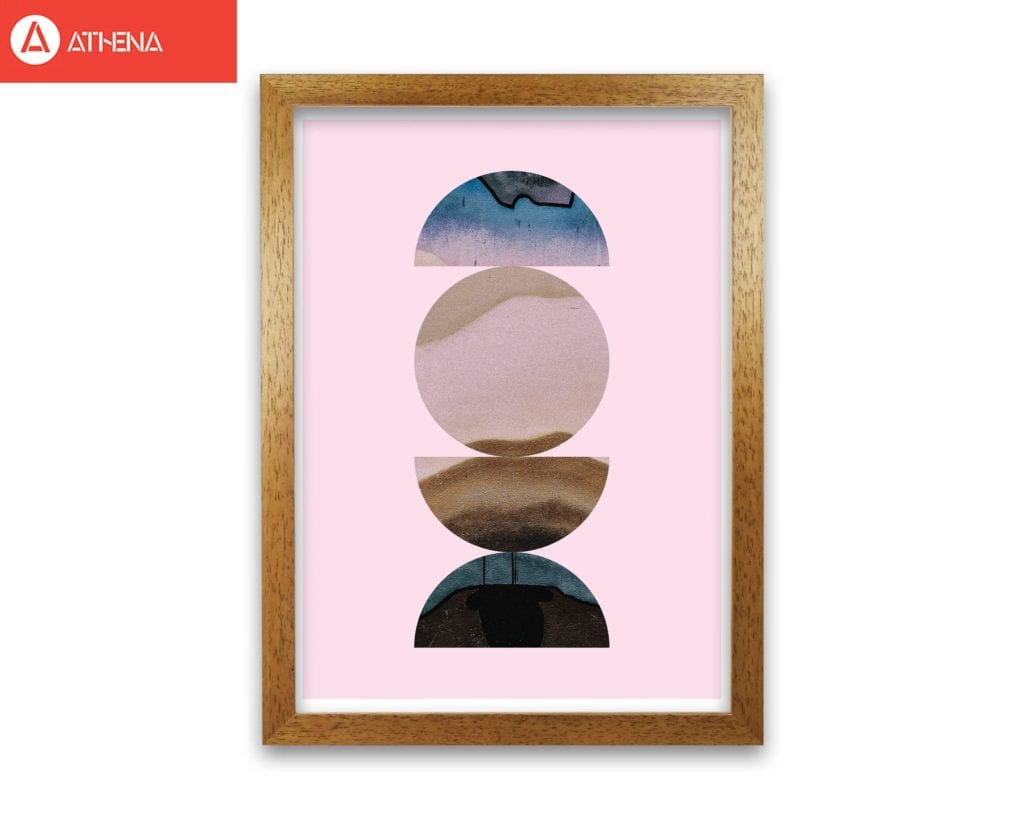 Abstract circles pink background modern fine art print