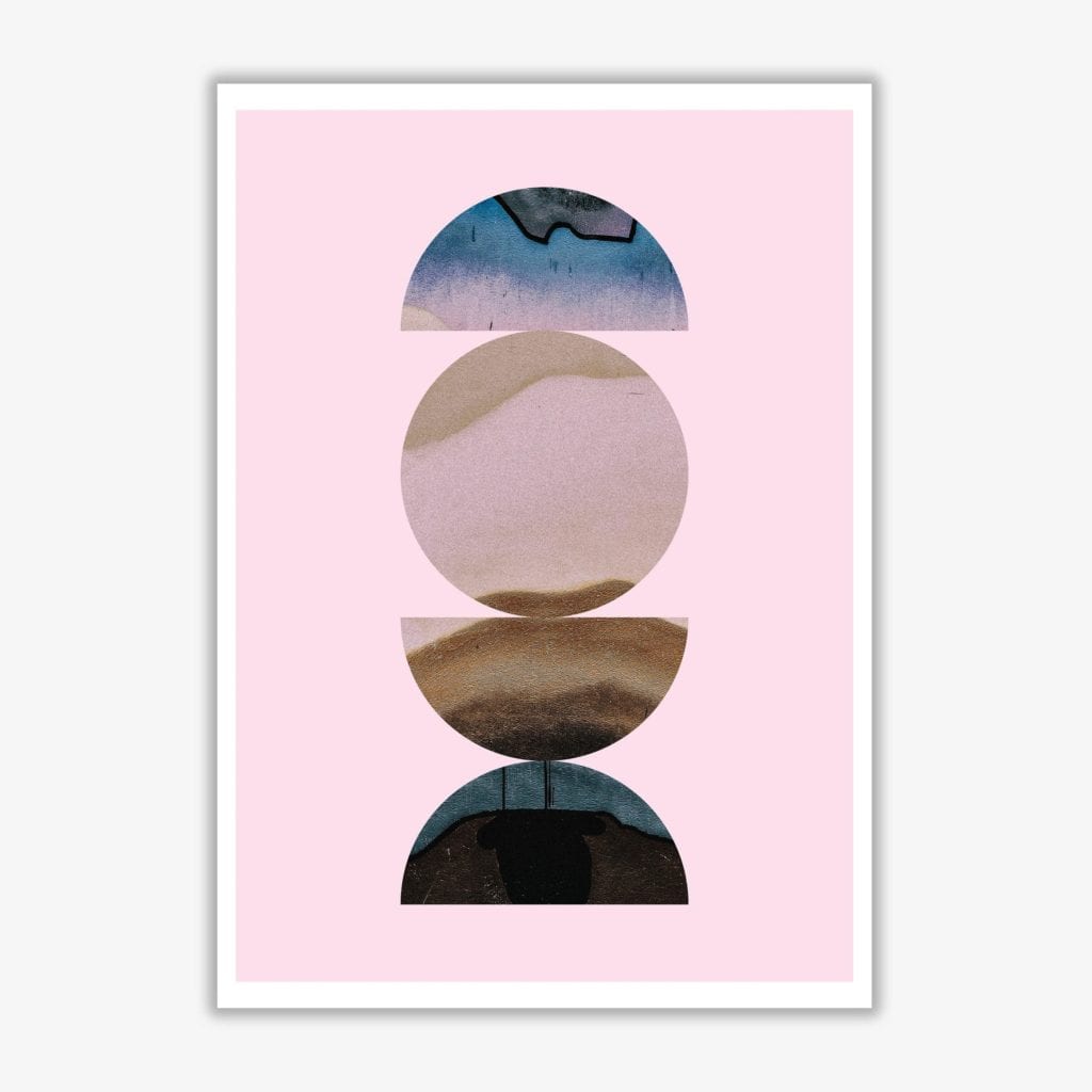 Abstract circles pink background modern fine art print