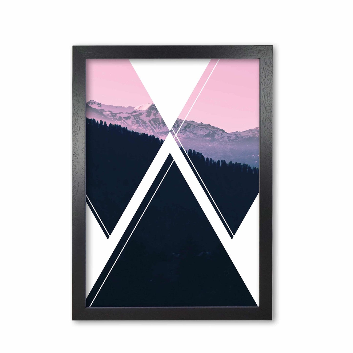 Abstract pink mountain modern fine art print