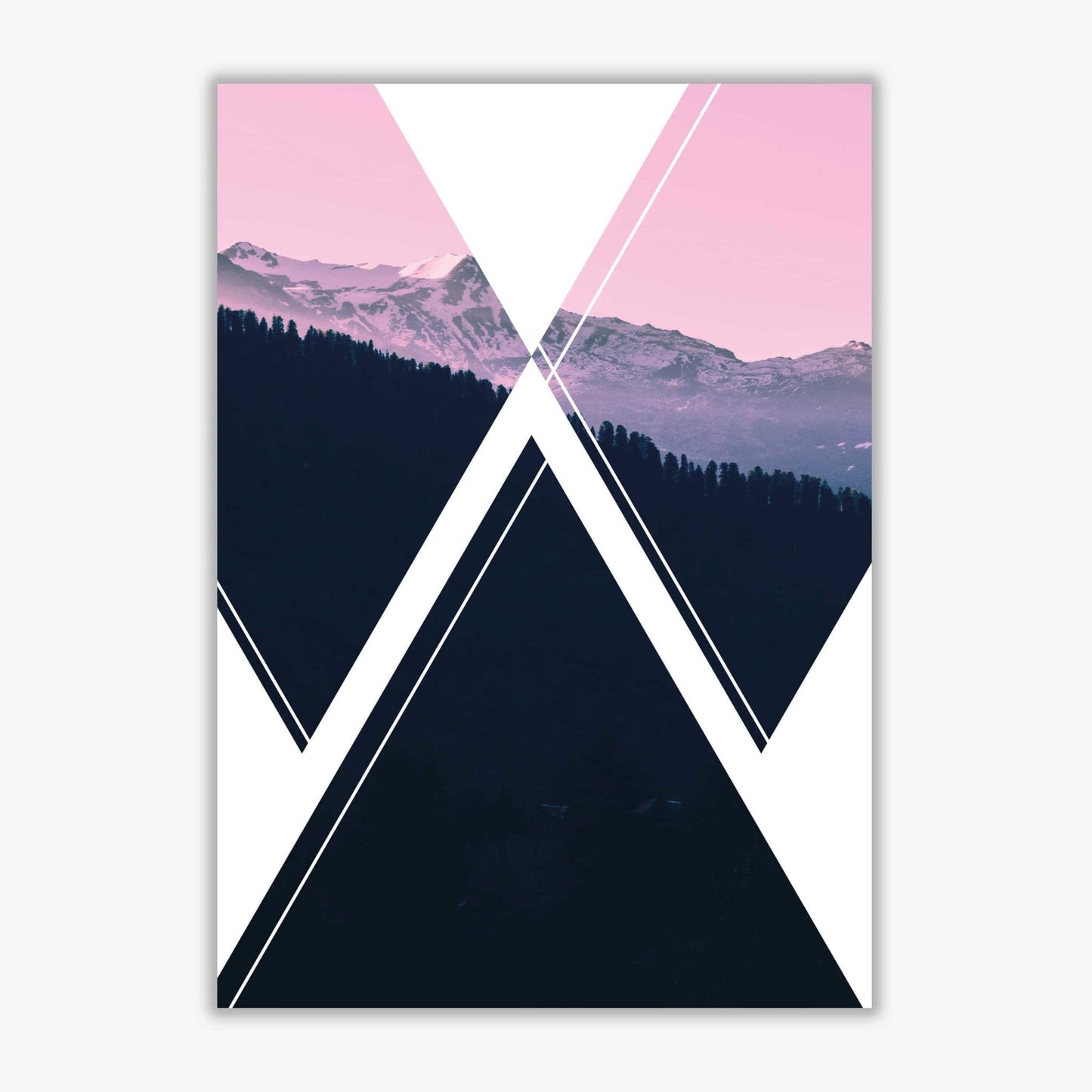 Abstract pink mountain modern fine art print