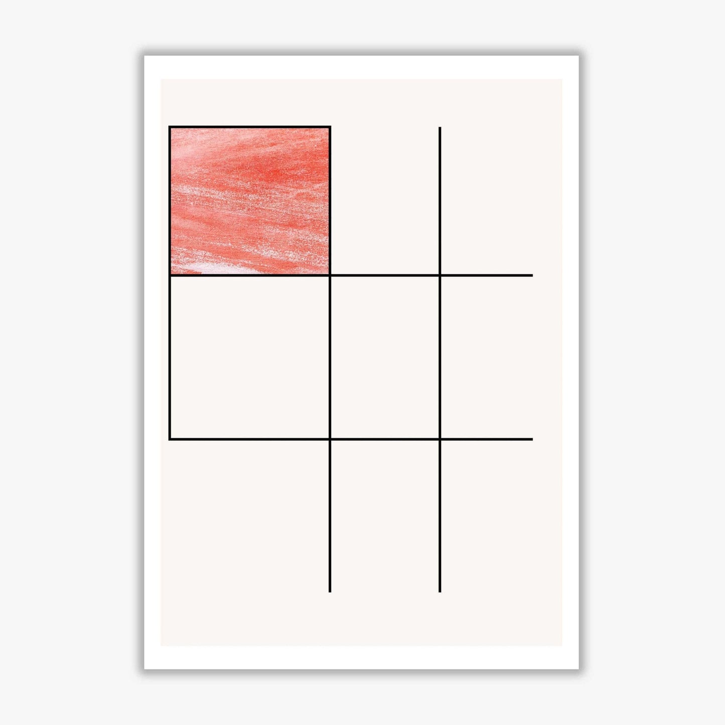Abstract red crayon geo 1 modern fine art print