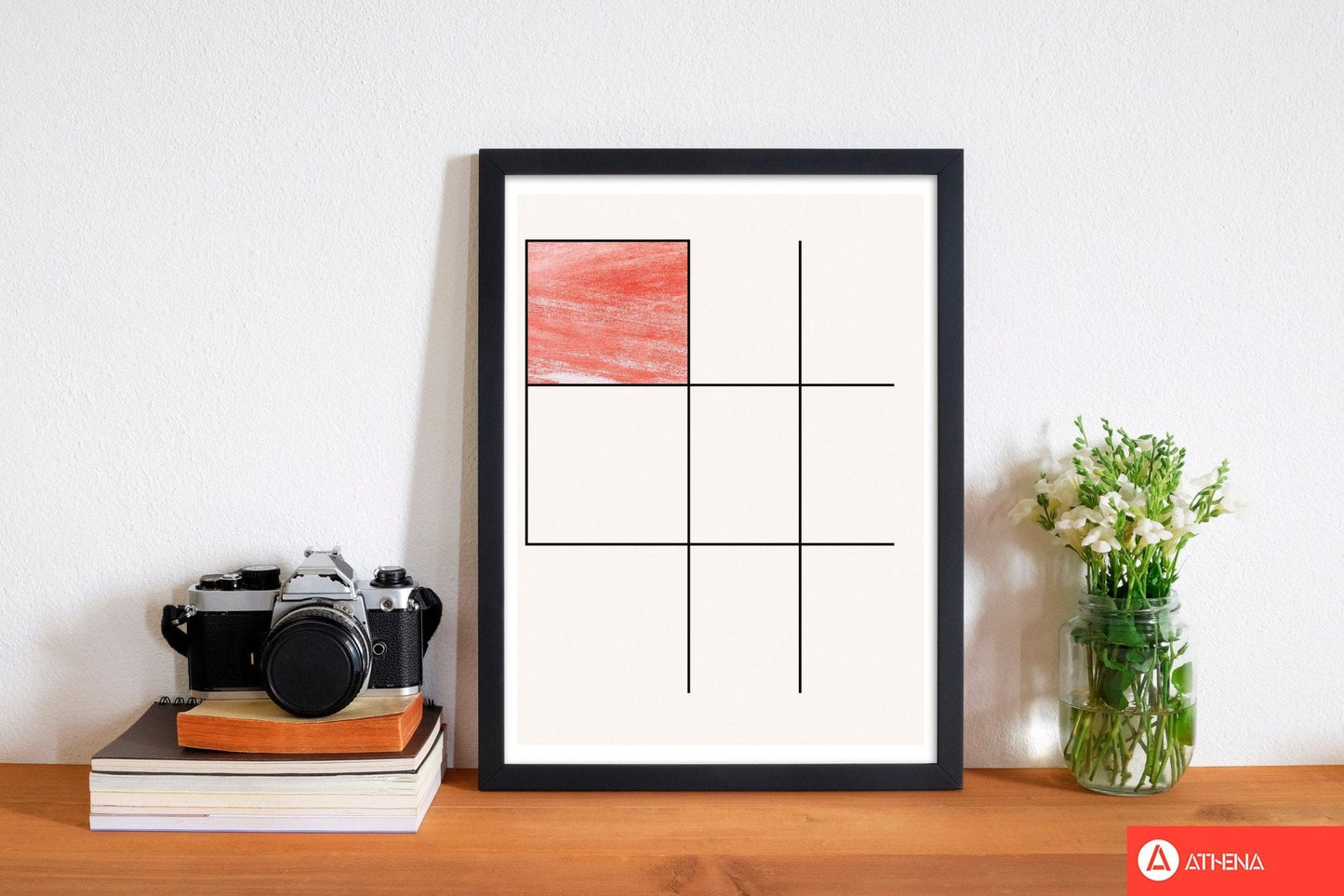 Abstract red crayon geo 1 modern fine art print